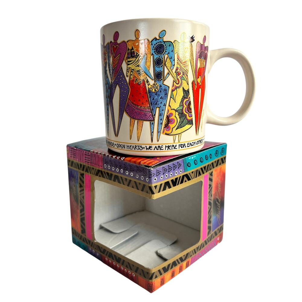 Laurel‎ Burch Ceramic Mug "Join Hands" Artwork 2014 NIB Cat Gift Friends Women